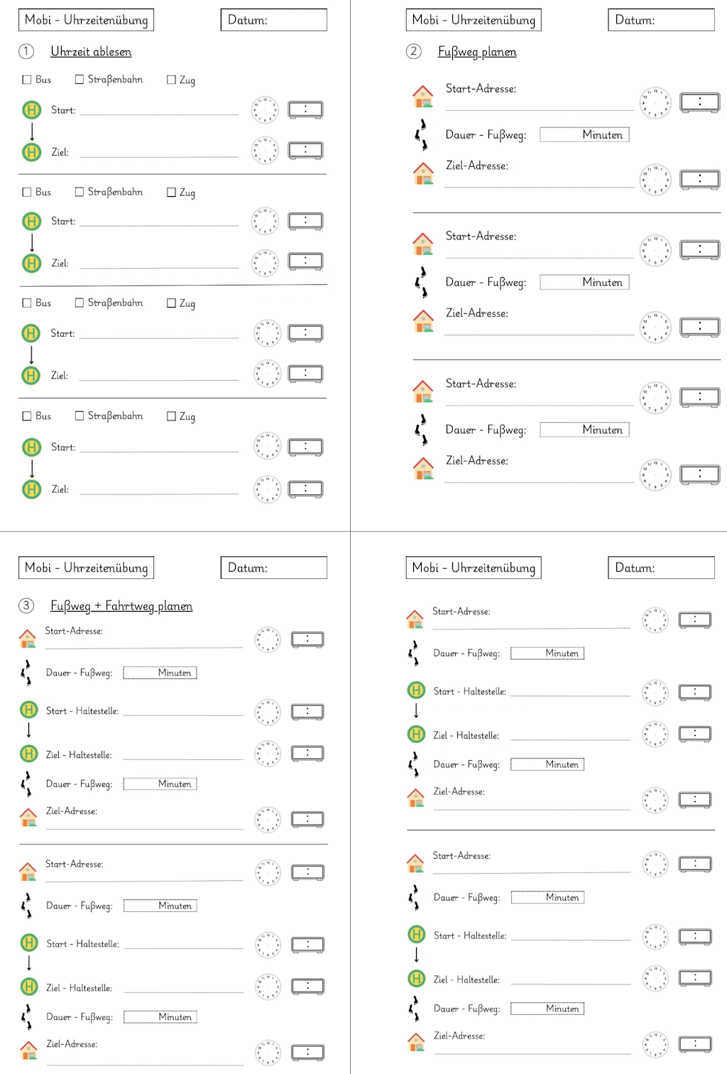 ab mobi uhrzeit • Uhrzeitenübung Mobilität
