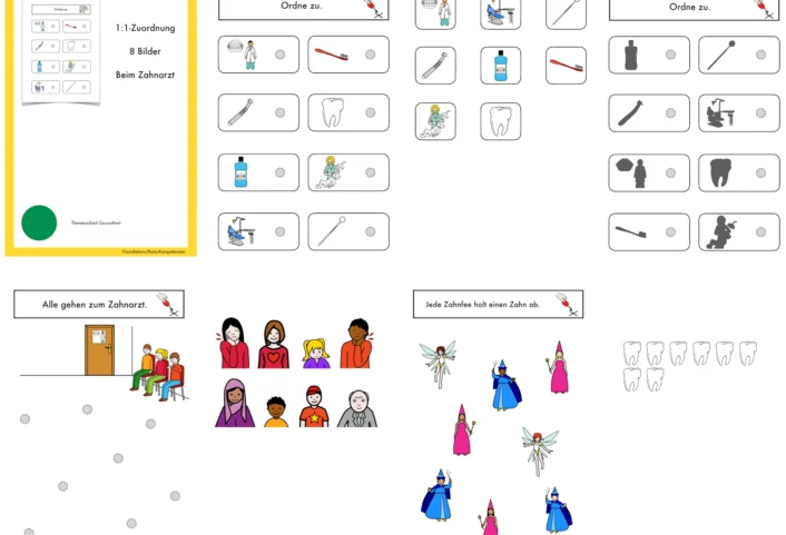 aufgabenmappen vlnr 1 1 zuordnung optische diskrimierung beim zahnarzt plus zahnfee • Aufgabenmappen – Basis-Kompetenzen – Zahnarzt und Zahnfee