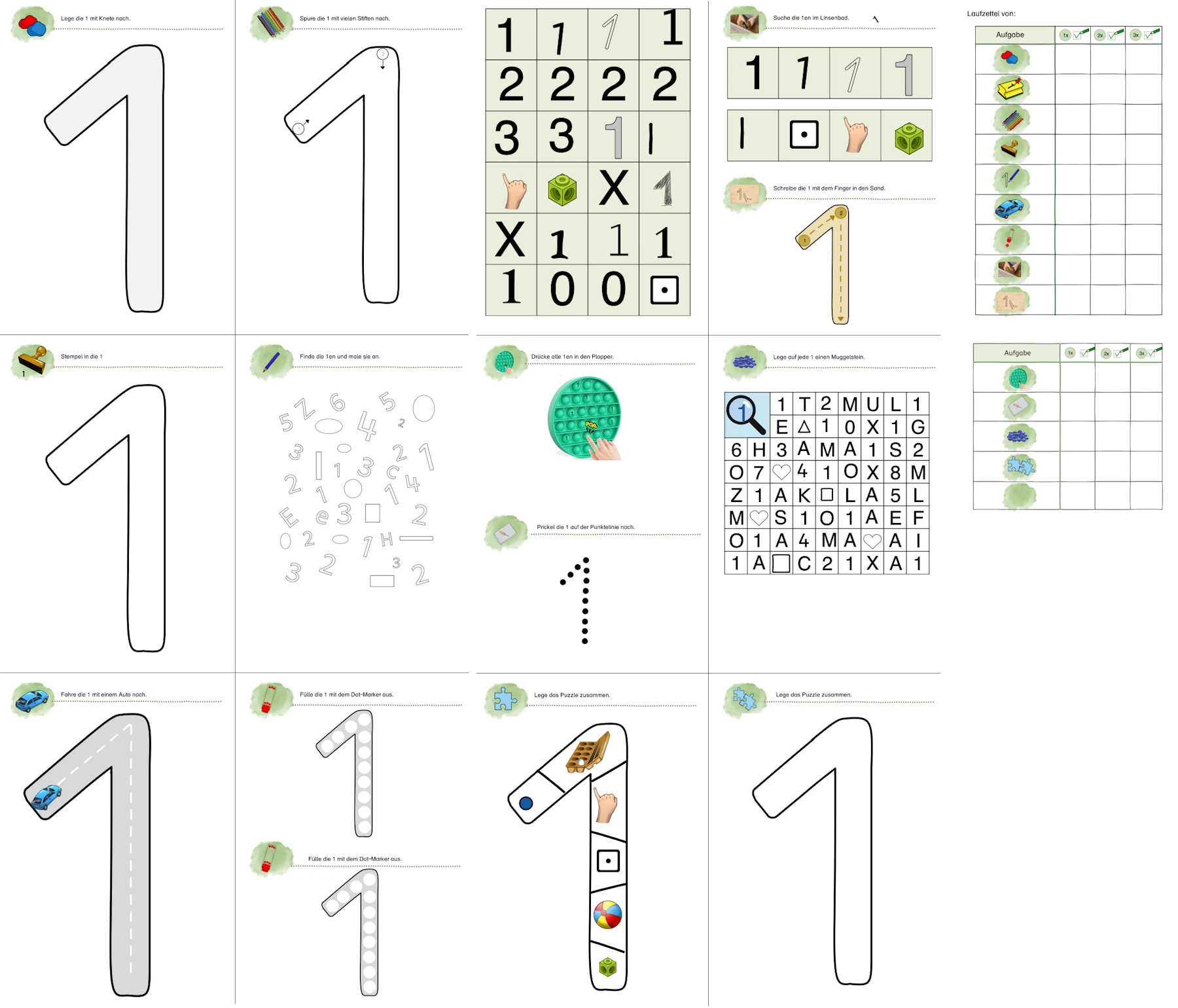 lerntheke ziffer 1 • Lerntheke zu 1 und 2