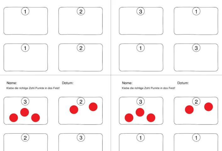 ab punkte kleben mengen 1 3 • Mengen 1 bis 3 - Punkte kleben