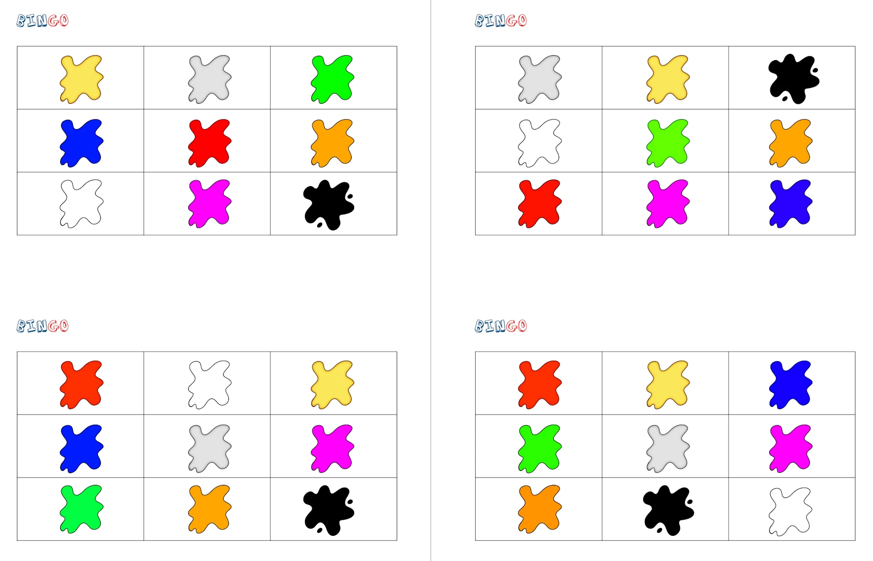 farben bingo 2 • Bingo Colours