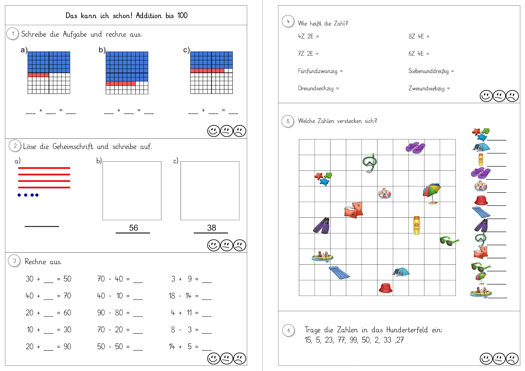 hunderterfeld uebungen zehner und einer • Hunderterfeld und Übungen zur Addition