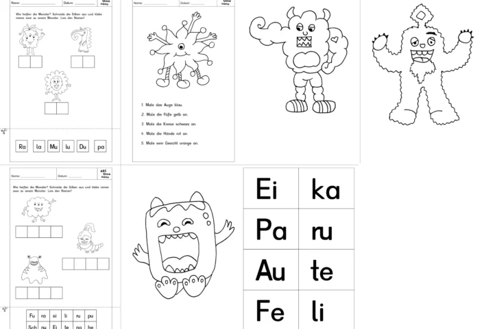 monster silbenlesen • Silbenmonsterchen