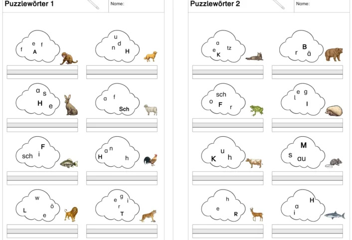 purzelwoerter tiere • Purzelwörter Tiere