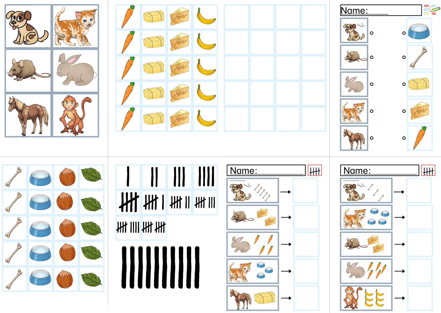 tierfutter zuordnen • Tiere und ihr Futter
