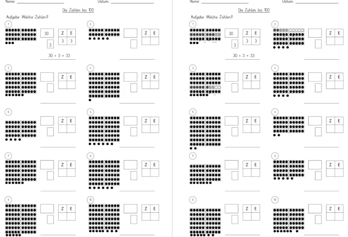 zehner einer zr 100 • Das Stellenwertsystem - Zehner und Einer