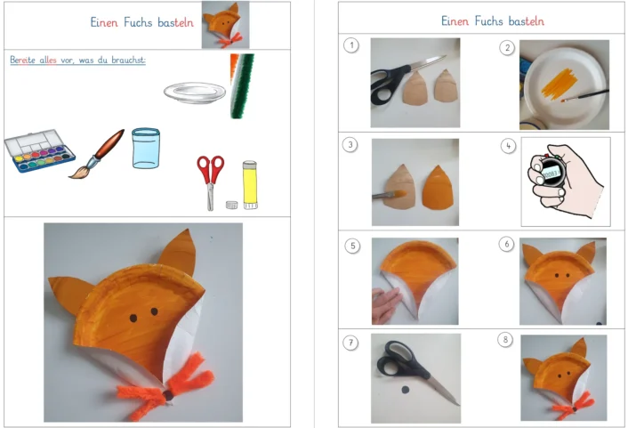 anleitung fuchs basteln • Fuchs aus Pappteller basteln