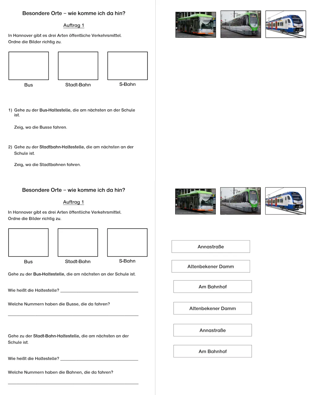 aufgaben zum stadtbahn netz hannover • Mobilität: Aufgaben zum Stadtbahnnetz Hannover