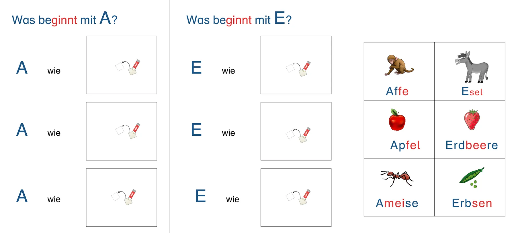 deutsch anlautvokal bild zuordnung hf • Anlaut-Bild-Zuordnung