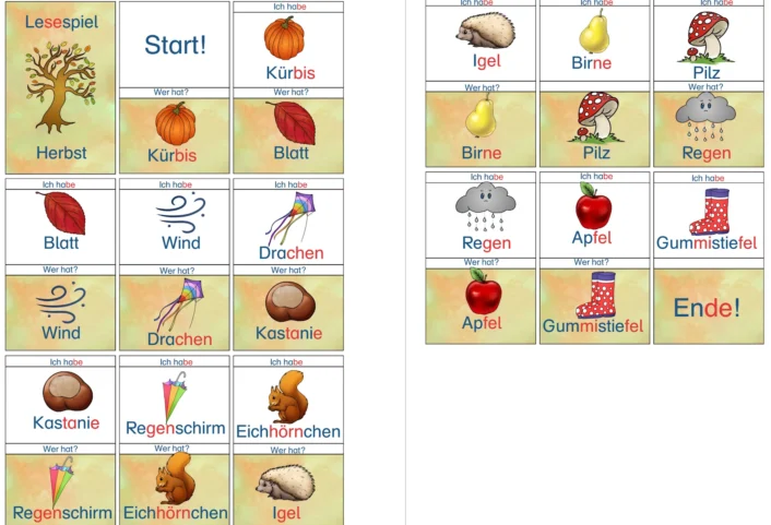 lesespiel ich habe wer hat herbst • Lesespiel Ich habe - Wer hat - Herbst