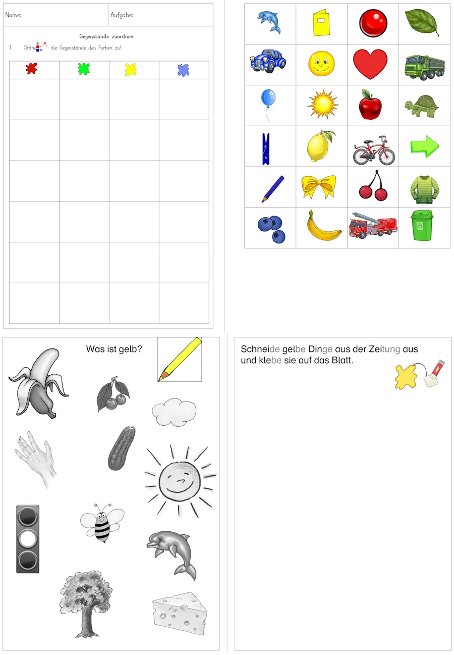 praenumerik gegenstaende farblich zuordnen • Pränumerik Farben zuordnen