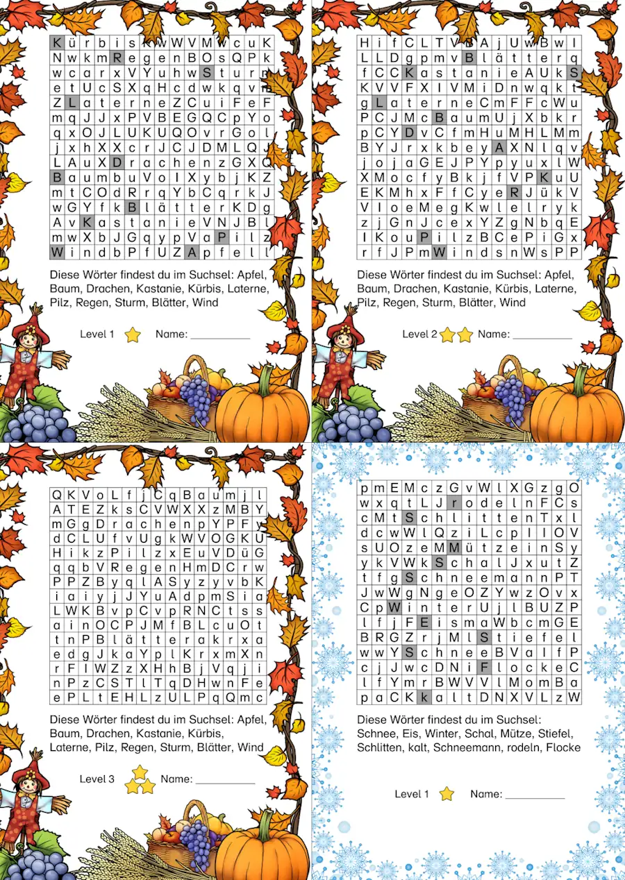 suchsel jahreszeiten differenziert • Suchsel Jahreszeiten