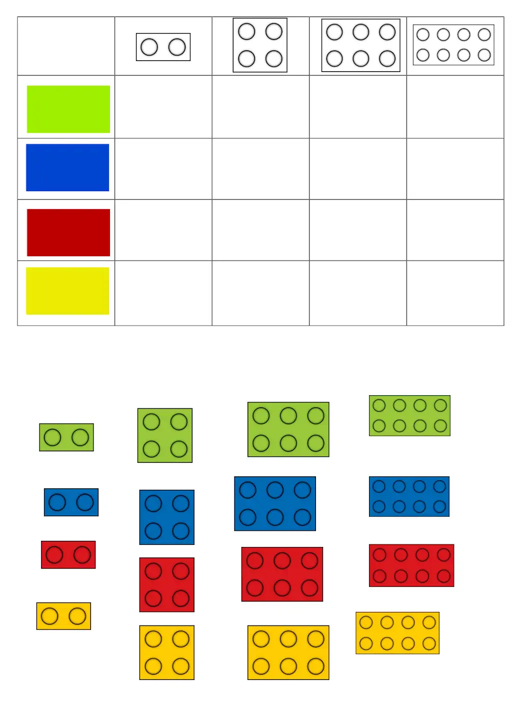 bunte legosteine in tabelle sortieren • Aufgabenmappe bunte Legosteine ordnen bunte legosteine in tabelle sortieren • Aufgabenmappe bunte Legosteine ordnen
