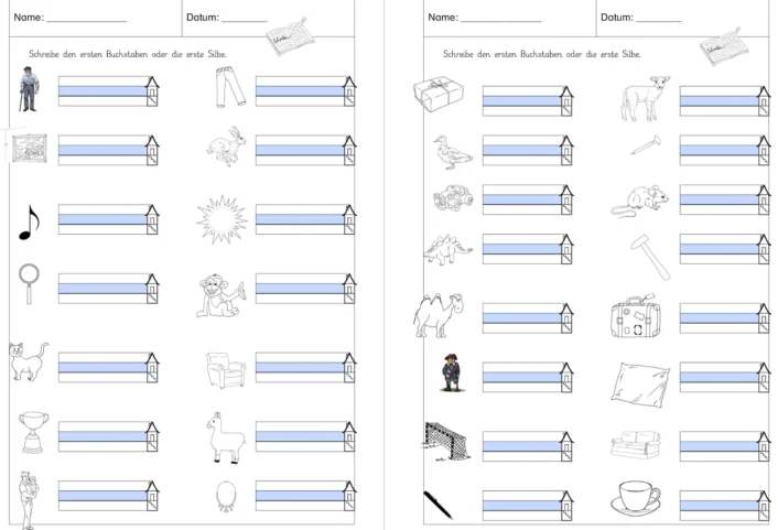 erste silben anfangsbuchstaben schreiben • Anfangsbuchstaben oder erste Silbe zu einem Bild schreiben