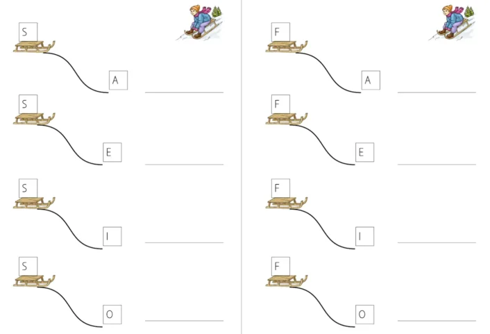 schlittenfahrt silben lesen • Schlittenfahrt Silben lesen