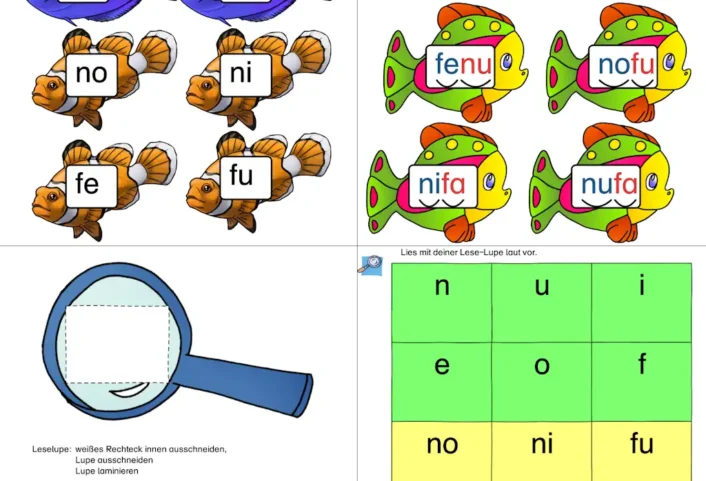 silbenteppich silbenangeln auioefn &bull; Silbenfische angeln und Silbenteppich mit der Leselupe lesen