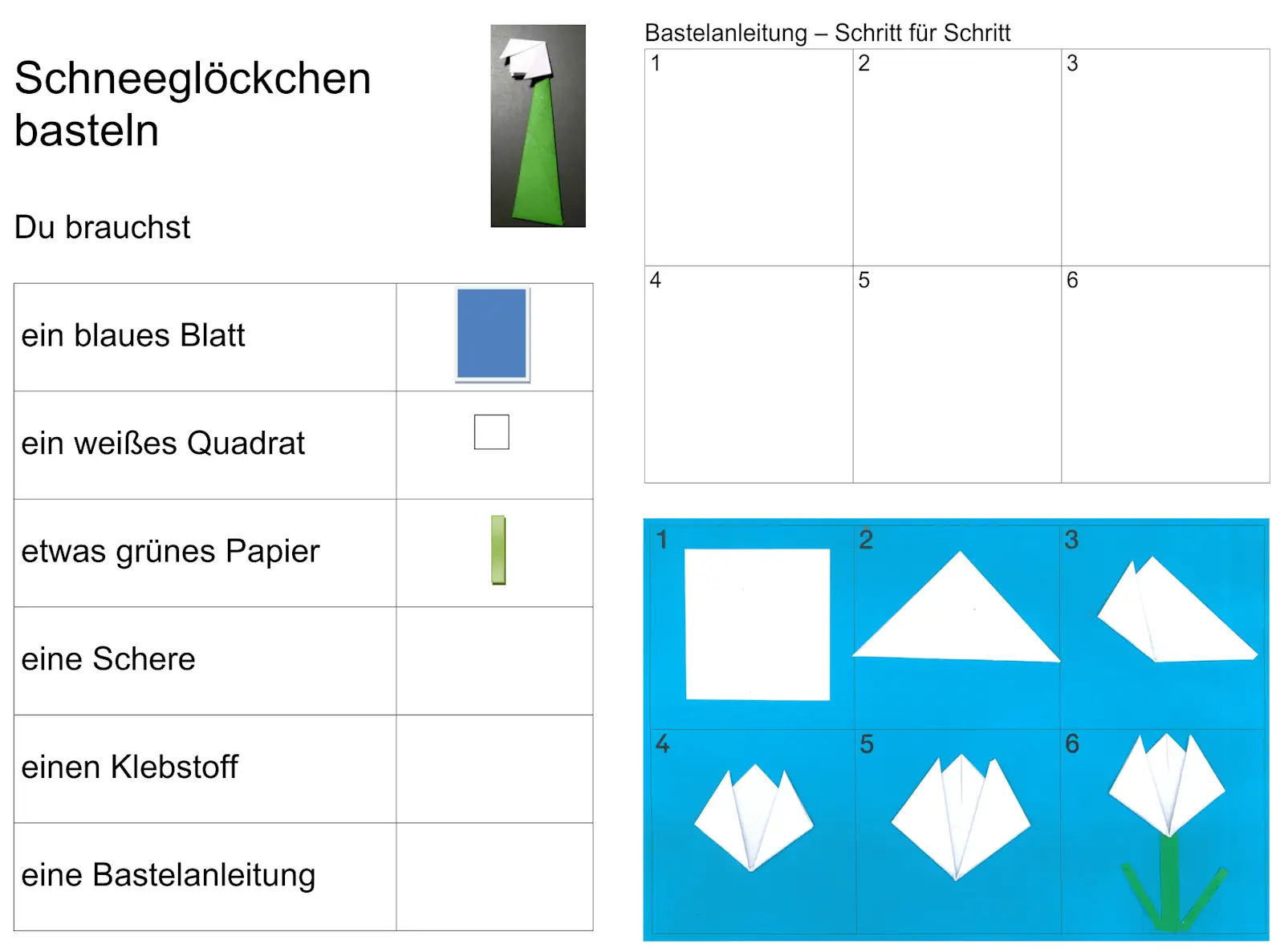 bastelanleitung schneegloeckchen &bull; Schneeglöckchen falten