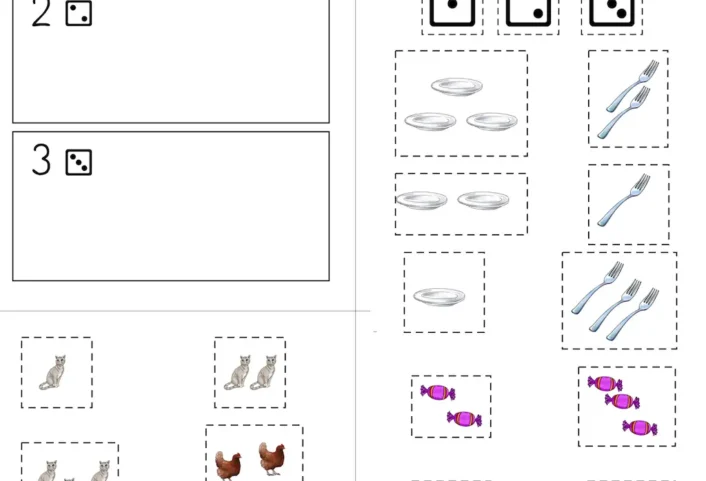 mengen 1 3 ausschneiden &bull; Mengen 1-3 zuordnen