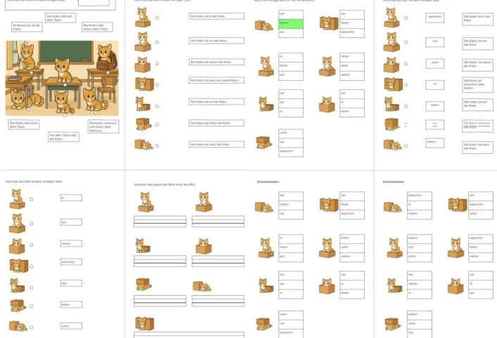 praepositionen lagebeziehungen &bull; Präpositionen - Lagebeziehungen