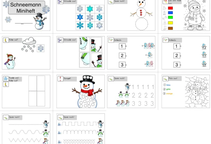 schneemann uebungsheft &bull; Schneemann Übungsheft