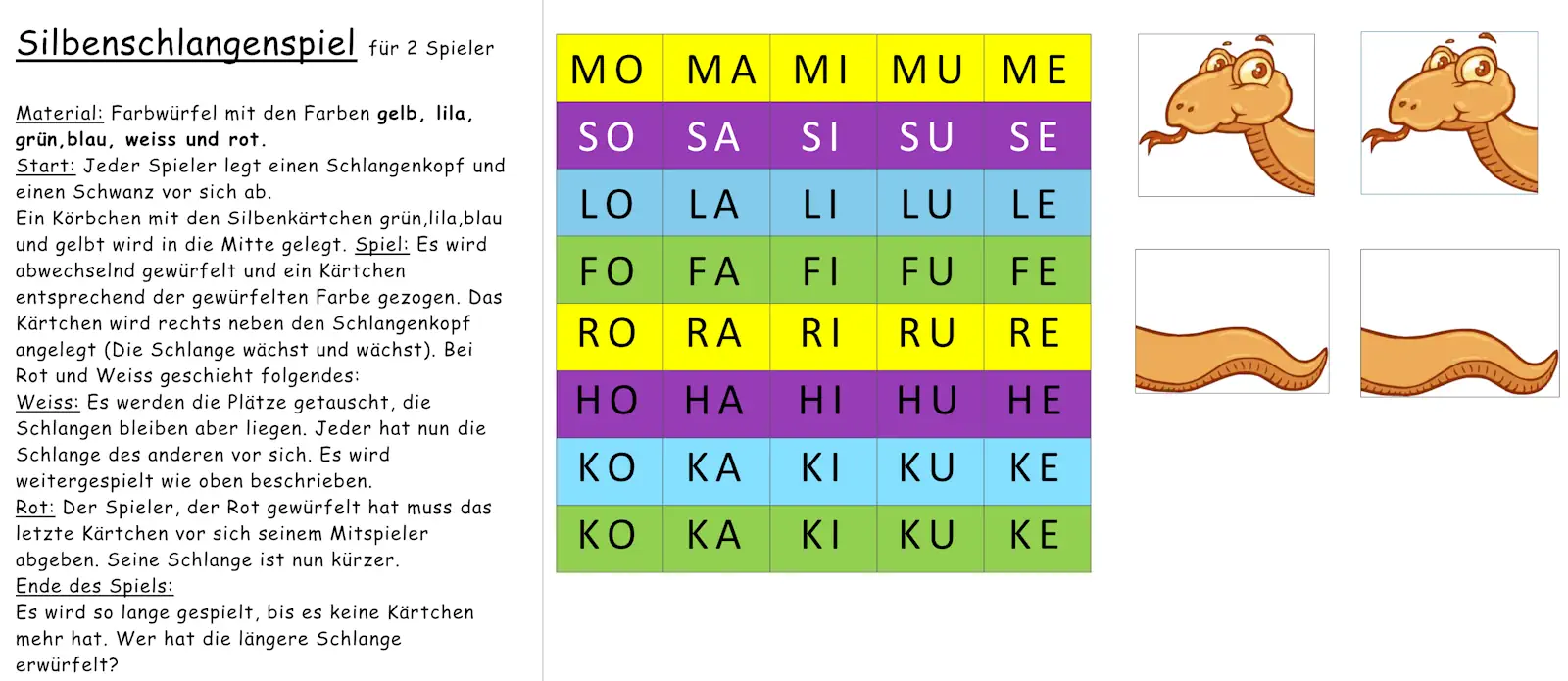 silbenschlangenspiel &bull; Silbenschlangenspiel